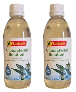 2 X BOSISTO'S ANTIBACTERIAL SOLUTION WITH PURE EUCALYPTUS LEMON MYRTLE OIL 250mL - Picture 1 of 3