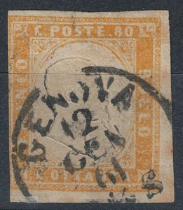 REGNO DI SARDEGNA 1861 Effigie 80c giallo us © - Picture 1 of 2