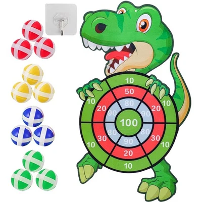 MARKENLOS Dinosaurier Spielzeug!Klett Dartscheibe mit 12 Bällen Brettspiele Dart Wurfspiel
