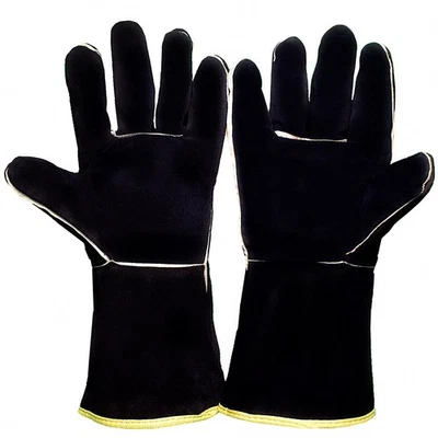 Black Welding Gloves Bite Proof Glove Animal Handling (1Pair) 14 inch Leather... - Image 1 of 4