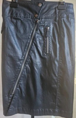 VINTAGE JEAN PAUL GAULTIER BLACK LEATHER LOOK COTTON/LYOCEL/ELASTANE S42 SKIRT - Image 1 of 4