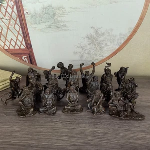 18PC Chinese Antique Solid Copper Eighteen Arhat Ornaments Statue - Picture 1 of 5