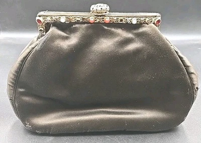 Bolso sin asas vintage de Nueva York verde con gemas plateado a presión Forman bolso tienda NY  Foto 1 de 4