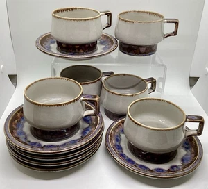 BING & GRONDAHL Denmark Stoneware #475 Set of 6 Cups & Saucers MCM - Picture 1 of 11