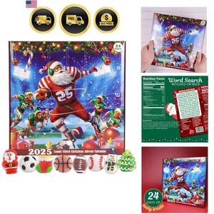 Sports Advent Calendar for Boys Christmas Countdown Gummies Candy 24 Days - Picture 1 of 9