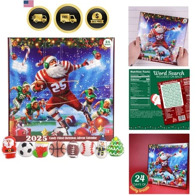 Sports Advent Calendar for Boys Christmas Countdown Gummies Candy 24 Days - Image 1 of 4