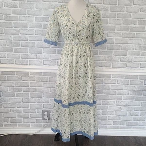 Maxi Vestido de Algodón Beau & Ro Pradera Cottage Core Boho Ditzy Floral Med NUEVO $268 - Imagen 1 de 10