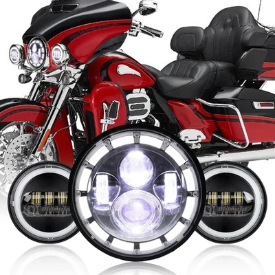 Faros LED de 7 pulgadas y faros antiniebla de 4,5" para Harley Davidson Touring Road King Foto 1 de 4