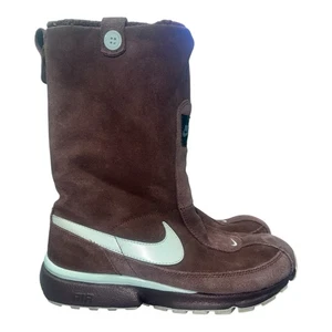 Nike Air Wafflo Brown Suede Fold-Over Mid-Calf Lined Boots Women’s Size 5 - Picture 1 of 7