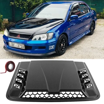 Carbon Fiber Air Flow Intake Hood Scoop Vent Cover Trim For Mitsubishi Lancer - Image 1 of 4