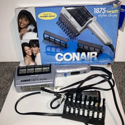 Conair 3-In-1 Styling Hair Dryer, 1875W Hair Dryer With Bristle Brush Att New - Image 1 of 4
