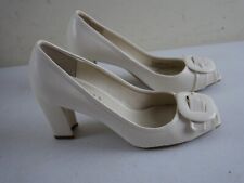 NICKELS Women's 6 M Night Cream Ivory Glazed Peep-Toe Buckle High Heel Shoes NEW
