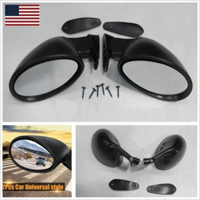 California Classic Universal Black Side Mirrors PAIR Hot Rod Rat Rod Muscle Car  - Imagem 1 de 4