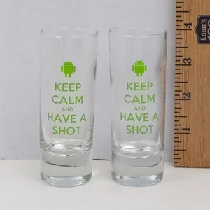 Android Shot Glass Keep Calm Shooter Barware Set Of 2 Silicon Valley Tech - Picture 1 of 3
