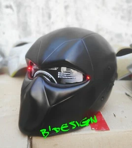 Custom Deadpool Black Helmet Bobber Chopper For Motorcycle ( approved DOT/ECE ) - Picture 1 of 5