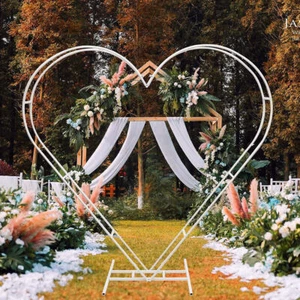 Metal White Heart Wedding Arch Stand Garden Wedding Props Arch w/ Heavy Capacity - Picture 1 of 15