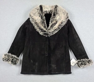 Giacca donna Wilsons pelle pelle studio grande pelliccia orlo pelle nera nuova con etichette - Foto 1 di 18