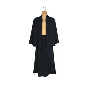 Traje Eileen Fisher 2 PIEZAS M Blazer Falda Midi Negro Lana Jersey Modesto Ligero - Imagen 1 de 15