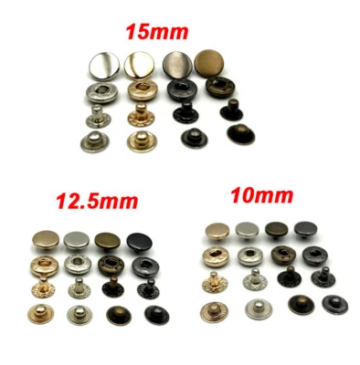 100 Sets Heavy Duty Poppers Snap Fasteners Press Stud Sewing Leather Craft DIY - Image 1 of 4