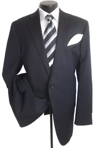 !! Joseph & Feiss Solid Black 2 Buttons Wool Suit 46L~Pants 42"Wx32"L - Picture 1 of 13
