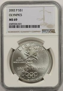 2002-P Olympics Salt Lake City $1 NGC MS 69 Modern Commemorative Silver Dollar