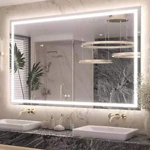 60 ” X 40 ” Lighted Mirror for Bathroom Wall, LED Mirror with Frontlit & Backlit - Picture 1 of 7