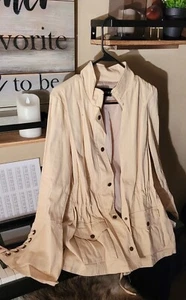 Colleen Lopez Anorak Jacket Light Beige W/ Lacing Detail on Cuffs and Back M - Picture 1 of 3