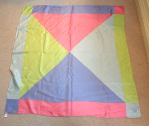 VALE Sciarpa Quadrata Vintage Multicolore Colorblock 100% Seta Avvolgente Colori Pastello - Foto 1 di 7