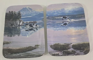 Wild Wings Dawn’s Call ORCAS in the wild Porcelain Collector Plates - Set of 2 - Picture 1 of 19