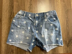 Court Place Shorts, Girl's Size 12, Blue, Denim, Shortie, Stars, Bleached - Picture 1 of 10