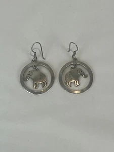 Sterling Silver Good Luck Elephant Wire Earrings Drop/Dangle Made in Mexico - Picture 1 of 7