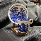Vintage Copeland Spodes Blue Tower England Demitasse Cup And Saucer Set Stand