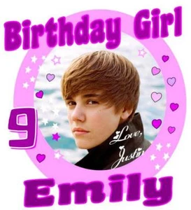 JUSTIN BIEBER BIRTHDAY T-SHIRT Personalized Any Name/Age Toddler to Adult - Picture 1 of 5