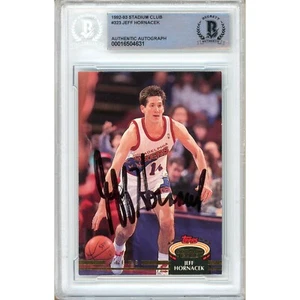 1992-93 Stadium Club #323 Jeff Hornacek Signed Card AUTO Beckett 76ers Sixers - Picture 1 of 6