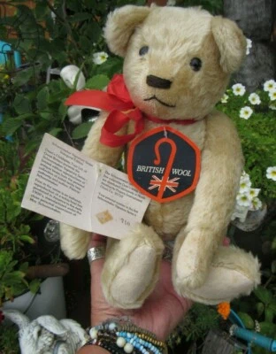 DE COLECCIÓN OSO DE PELUCHE MOHAIR RUBIO PÁLIDO DECANOS JUEGO INFANTIL LANA BRITÁNICA LINDO ETIQUETA 13" Foto 1 de 4