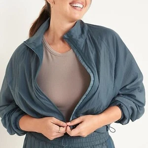 Chaqueta de Correr Ligera Repelente al Agua Recortada Azul Marino Antigua con Etiquetas para Mujer XL - Imagen 1 de 9