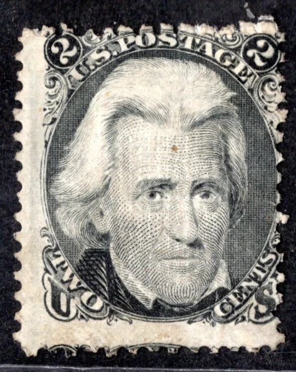 US 1867 ANDREW JACKSON WITH E GRILL SCOTT #87 MINT HINGED CATALOG VALUE $1,700 - Image 1 of 2