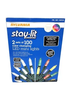 Sylvania 2 Sets 100 Color Changing LED Mini Lights, 3 Lighting Effect Settings - Picture 1 of 6