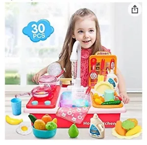 Play Kitchen Sink Toys,Dishes Washing Toys 30pcs,Electric Dishwasher Playing Toy - Picture 1 of 8