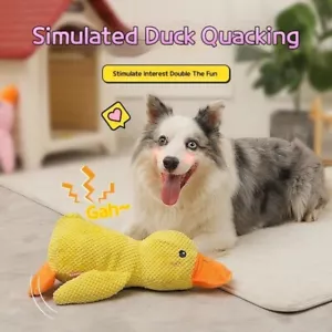 Large Size Squeaky Duck Soft Plush Chew Calming Pet Toy Dog Teeth Bite Resistant - Picture 1 of 25