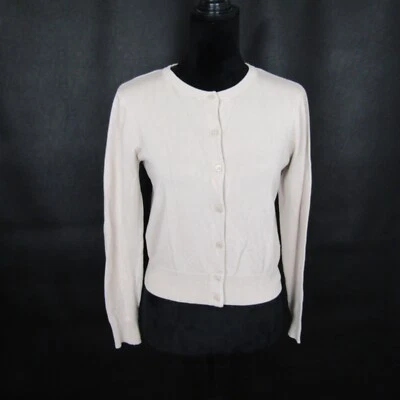 H&M Sweater Shirt Top Blouse Cropped Button-Up Round Neck Womens S Beige Almond - Image 1 of 4