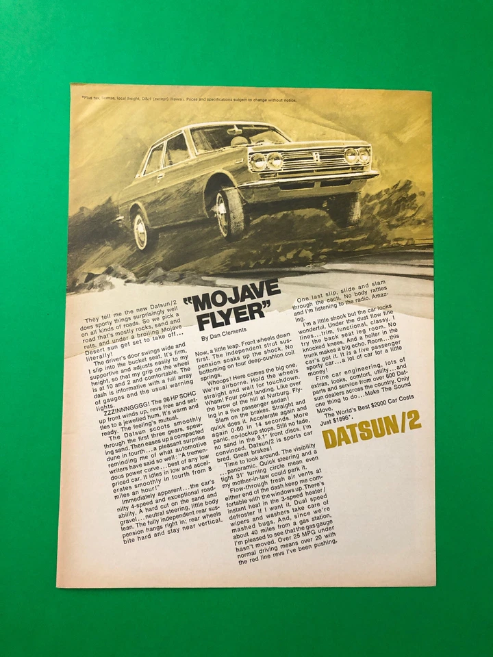 1969 DATSUN DATSUN/2 2 VINTAGE ORIGINAL PRINT AD ADVERTISEMENT PRINTED - Image 1 of 1