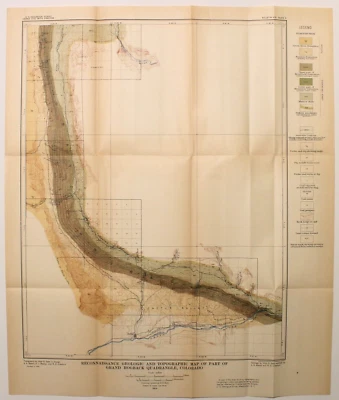 MONUMNENT PEAK, GRAND HOGBACK, COLORADO Antique geology map 1909 - Image 1 of 2