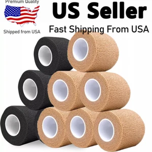Self Adherent Cohesive Wrap Bandages 2" x 5 Yards Sports Athletic Tape 6 Roll - Picture 1 of 28