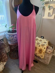 Camicia da notte Auden donna XXL rosa raso chemise spalline regolabili slip dress 40" - Foto 1 di 8