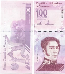 100 PZ Pacchetto UNC 2023 Venezuela 100 DIGITALE BOLIVAR SOBERANO prefisso A - Foto 1 di 5