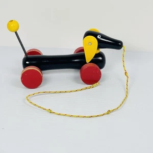 Brio Pull Along Dachshund, Sausage Dog, Toddler Toy – Vintage Wooden Pull Toy - Picture 1 of 10
