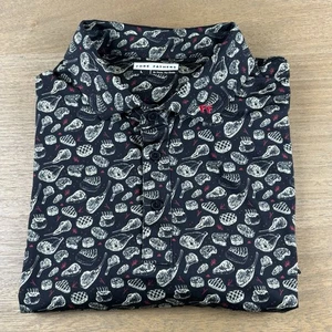 Fore Fathers Men’s Large L Grilling Meats Steak Golf Polo Shirt AOP Geo Black - Picture 1 of 10