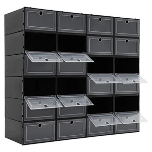 24 Stück Schuhaufbewahrungsboxen, stapelbare Schuhkartons, Schuhaufbewahrung Organizer NEU - Bild 1 von 24