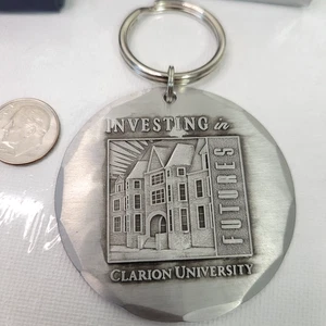Vtg RARE Wendell August Forge CLARION UNIVERSITY PA aluminum Keychain USA 1990's - Picture 1 of 5